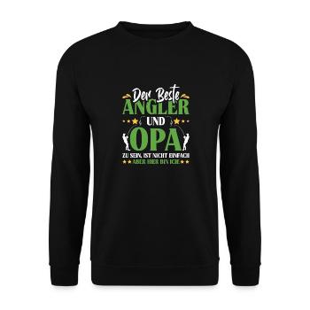 Opi BESTER ANGLER UND OPA SEIN IST NICHT EINFACH - Unisex Pullover - Schwarz - Vorne - Alina (178cm) & Michal (187cm)