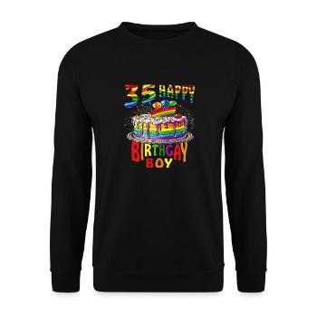 TORTE 35 HAPPY BIRTHGAY BOY - Unisex Sweatshirt - black - Front - Alina (178cm) & Michal (187cm)