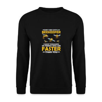 Don't Mess With A Beekeeper Beekeeping Apiarist - Unisex Pullover - Schwarz - Vorne - Alina (178cm) & Michal (187cm)