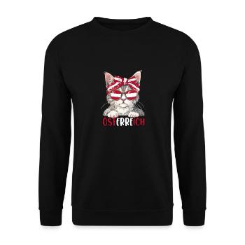 Österreich Katze Fan Fußball Katzenliebhaber - Unisex Pullover - Schwarz - Vorne - Alina (178cm) & Michal (187cm)