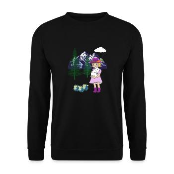 Fille Lapin Lapin Montagnes Nature Enfants Enfant - Sweat-shirt Unisexe - noir - Devant - Alina (178cm) & Michal (187cm)