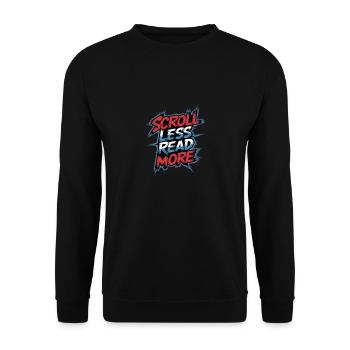 Scroll Less Read More 9 - Unisex Pullover - Schwarz - Vorne - Alina (178cm) & Michal (187cm)
