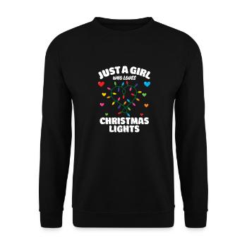 Just A Girl Who Loves Christmas Lights, Funny Xmas - Unisex Pullover - Schwarz - Vorne - Alina (178cm) & Michal (187cm)