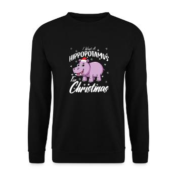 Je veux un hippopotame pour Noël Hippopotame - Sweat-shirt Unisexe - noir - Devant - Alina (178cm) & Michal (187cm)