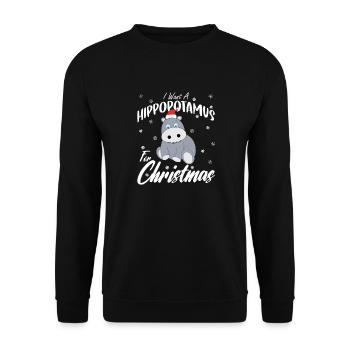 Je veux un hippopotame pour Noël Hippopotame - Sweat-shirt Unisexe - noir - Devant - Alina (178cm) & Michal (187cm)