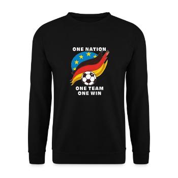 FOOTBALL ONE NATION ONE TEAM ONE WIN - Unisex Sweatshirt - black - Front - Alina (178cm) & Michal (187cm)