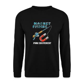 MAGNET FISHING PURE EXCITEMENT - Unisex Sweatshirt - black - Front - Alina (178cm) & Michal (187cm)