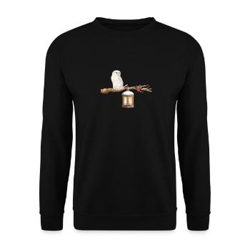 Winter-Eule Winter Owl - Unisex Sweatshirt - black - Front - Alina (178cm) & Michal (187cm)