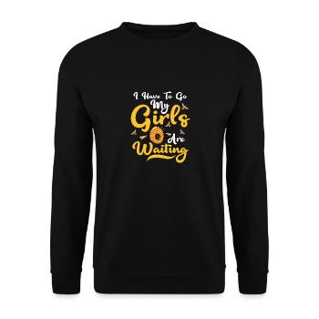 I Have To Go My Girls Are Waiting Beekeeper Beekee - Unisex Pullover - Schwarz - Vorne - Alina (178cm) & Michal (187cm)