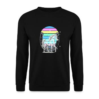 Einhorn Einhörner Regenbogen Pferd Pferde - Unisex Pullover - Schwarz - Vorne - Alina (178cm) & Michal (187cm)
