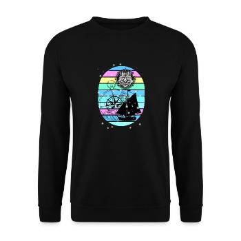 maritim Segelschiff Kompass Seefahrt Seemann - Unisex Pullover - Schwarz - Vorne - Alina (178cm) & Michal (187cm)