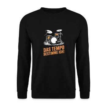 Schlagzeug Schlagzeuger Drummer Schlagzeugspieler - Unisex Pullover - Schwarz - Vorne - Alina (178cm) & Michal (187cm)
