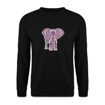 Mandala Elefant Elefanten Spiritueller Mandala - Unisex Pullover - Schwarz - Vorne - Alina (178cm) & Michal (187cm)