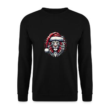 Polygon Art - Lion Lion Head with Santa Hat - Unisex Sweatshirt - black - Front - Alina (178cm) & Michal (187cm)
