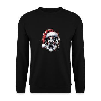 Polygon Art - Dalmatian Dog Santa Hat - Unisex Sweatshirt - black - Front - Alina (178cm) & Michal (187cm)
