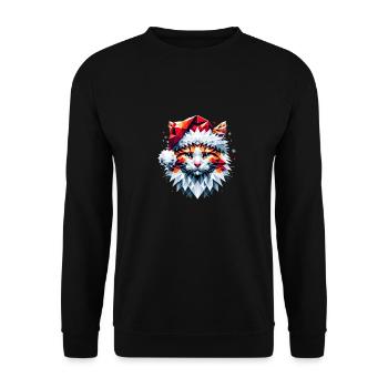 Polygon Design - Chat chat avec chapeau de Père Noël - Sweat-shirt Unisexe - noir - Devant - Alina (178cm) & Michal (187cm)
