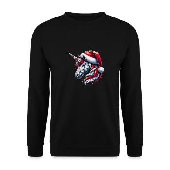 Polygon Art - Unicorn with Santa Hat - Unisex Sweatshirt - black - Front - Alina (178cm) & Michal (187cm)