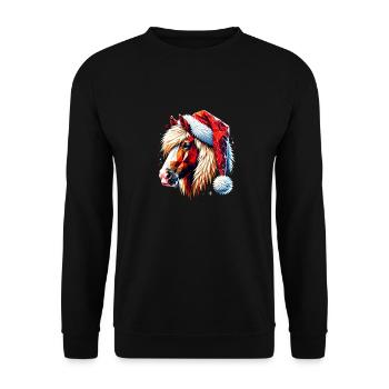 Original Polygon Kunst Haflinger Pferd Weihnachten - Unisex Pullover - Schwarz - Vorne - Alina (178cm) & Michal (187cm)