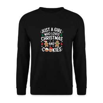 Juste une fille qui aime Noël et les biscuits, Noël - Sweat-shirt Unisexe - noir - Devant - Alina (178cm) & Michal (187cm)