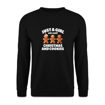 Juste une fille qui aime Noël et les biscuits, Noël - Sweat-shirt Unisexe - noir - Devant - Alina (178cm) & Michal (187cm)