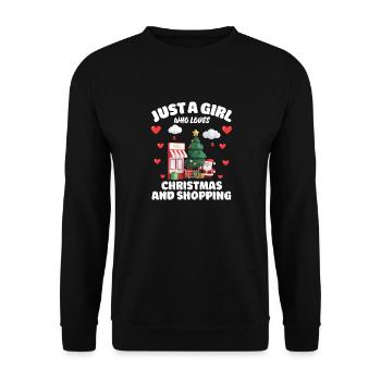 Just A Girl Who Loves Christmas and Shopping, Xmas - Unisex Pullover - Schwarz - Vorne - Alina (178cm) & Michal (187cm)