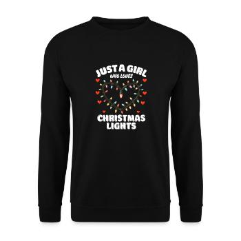 Just A Girl Who Loves Christmas Lights, Funny Xmas - Unisex Pullover - Schwarz - Vorne - Alina (178cm) & Michal (187cm)