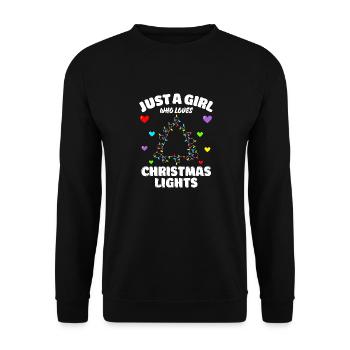 Just A Girl Who Loves Christmas Lights, Funny Xmas - Unisex Pullover - Schwarz - Vorne - Alina (178cm) & Michal (187cm)