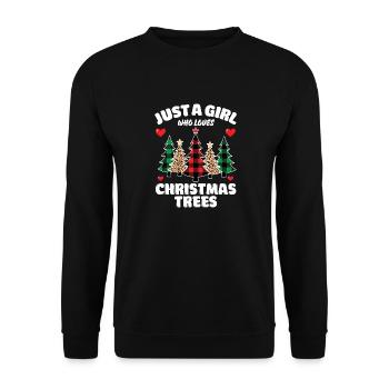 Just A Girl Who Loves Christmas Trees, Funny Xmas - Unisex Pullover - Schwarz - Vorne - Alina (178cm) & Michal (187cm)