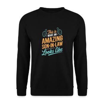 So sieht ein erstaunlicher Schwiegersohn aus - Unisex Pullover - Schwarz - Vorne - Alina (178cm) & Michal (187cm)