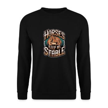 Pferde Halten Mich Stabil Reiten - Unisex Pullover - Schwarz - Vorne - Alina (178cm) & Michal (187cm)