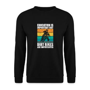 Bildung ist wichtig, aber Dirtbikes wichtiger - Unisex Pullover - Schwarz - Vorne - Alina (178cm) & Michal (187cm)