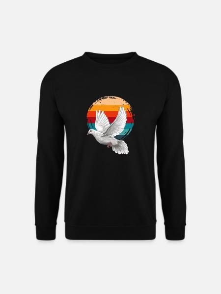 Frieden in Bewegung – Taube im Sonnenuntergang - Unisex Pullover - Schwarz