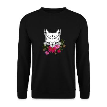 Cougar With Flowers - Unisex Sweatshirt - black - Front - Alina (178cm) & Michal (187cm)