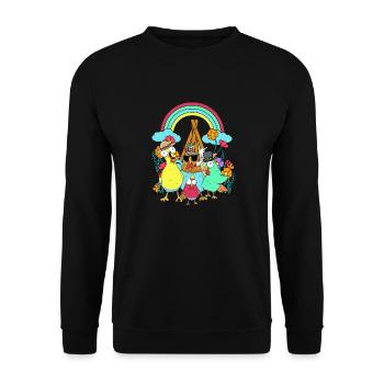 Rainbow Hippie Teepee Chickens Stoner Chicken - Unisex Sweatshirt - black - Front - Alina (178cm) & Michal (187cm)