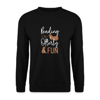 Otter Reading Teacher Literature - Unisex Sweatshirt - black - Front - Alina (178cm) & Michal (187cm)