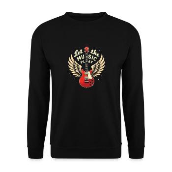 Let the Music Play Gitarren Gitarre - Unisex Pullover - Schwarz - Vorne - Alina (178cm) & Michal (187cm)