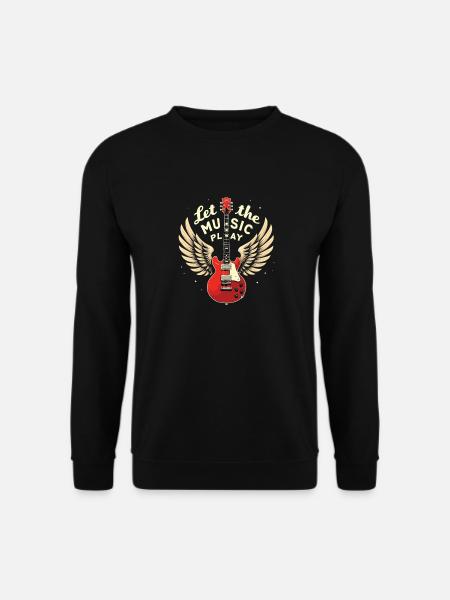 Let the Music Play Gitarren Gitarre - Unisex Pullover - Schwarz