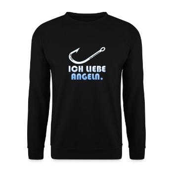 Angler ICH LIEBE ANGELN Lustiges Angel Liebhaber - Unisex Pullover - Schwarz - Vorne - Alina (178cm) & Michal (187cm)