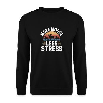 More Moose Less Stress Elch - Unisex Sweatshirt - black - Front - Alina (178cm) & Michal (187cm)
