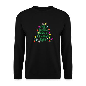 My Favorite Color Is Christmas Lights Funny Xmas - Unisex Pullover - Schwarz - Vorne - Alina (178cm) & Michal (187cm)