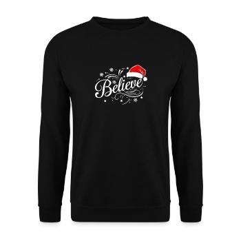 Believe in Santa Claus, Funny Christmas Merry Xmas - Unisex Pullover - Schwarz - Vorne - Alina (178cm) & Michal (187cm)