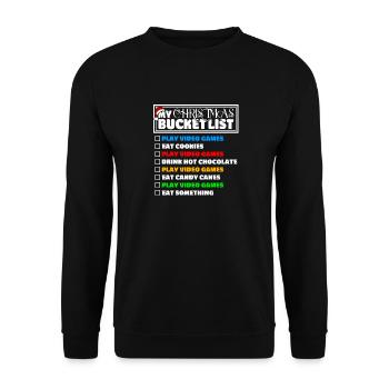 Christmas Bucket List Video Games Xmas Gamer - Unisex Sweatshirt - black - Front - Alina (178cm) & Michal (187cm)