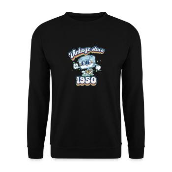 Vintage Since 1950 Classic 75th Birthday Cassette - Unisex Sweatshirt - black - Front - Alina (178cm) & Michal (187cm)