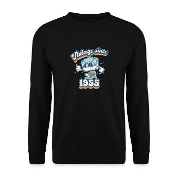 Vintage Depuis 1955 Classique 70ème Anniversaire Rétro - Sweat-shirt Unisexe - noir - Devant - Alina (178cm) & Michal (187cm)