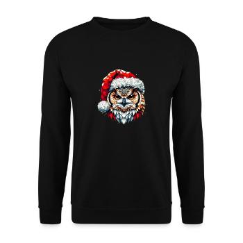 Polygon Kunst Eule Uhu Weihnachtsmütze Original - Unisex Pullover - Schwarz - Vorne - Alina (178cm) & Michal (187cm)