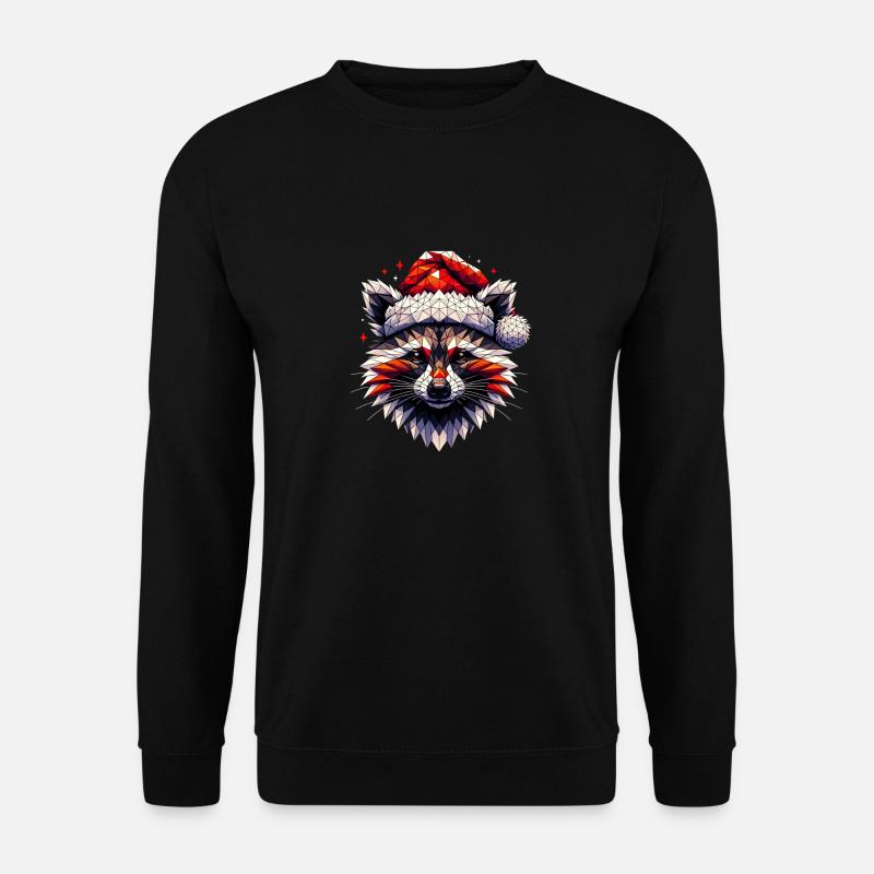 Polygon Kunst Waschbär Weihnachtsmütze Original - Unisex Pullover - Schwarz