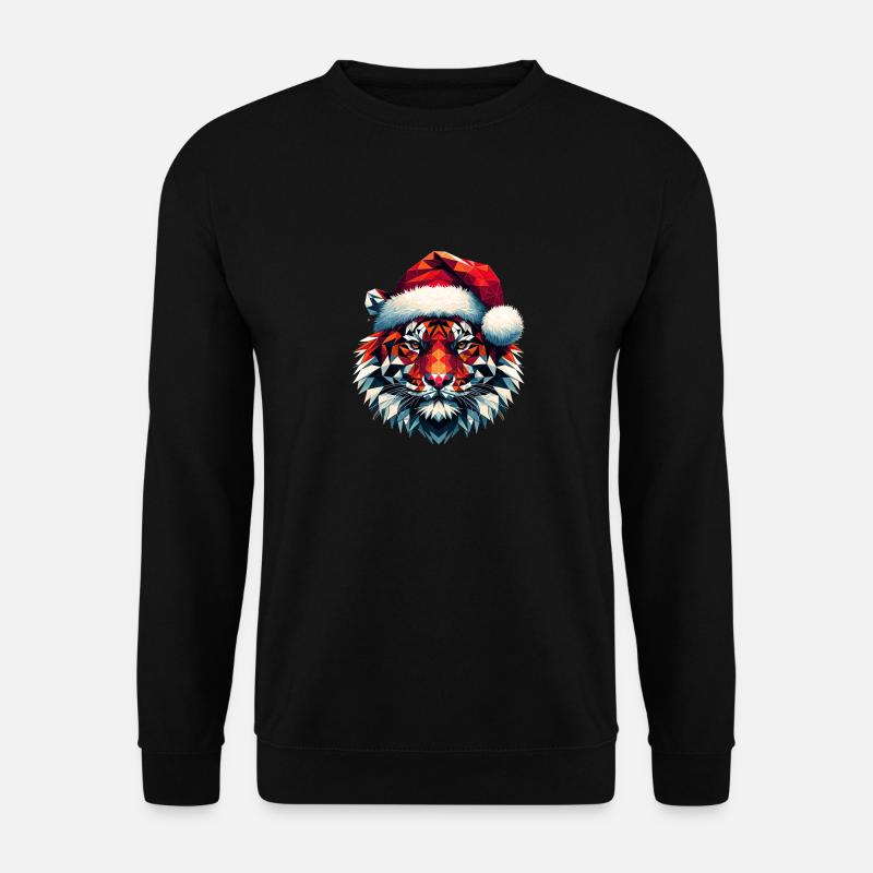 Polygon Kunst Tiger Weihnachtsmütze Original - Unisex Pullover - Schwarz