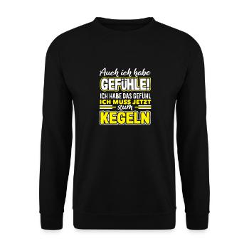 Auch Ich Habe Gefühle Zum Kegeln - Unisex Pullover - Schwarz - Vorne - Alina (178cm) & Michal (187cm)
