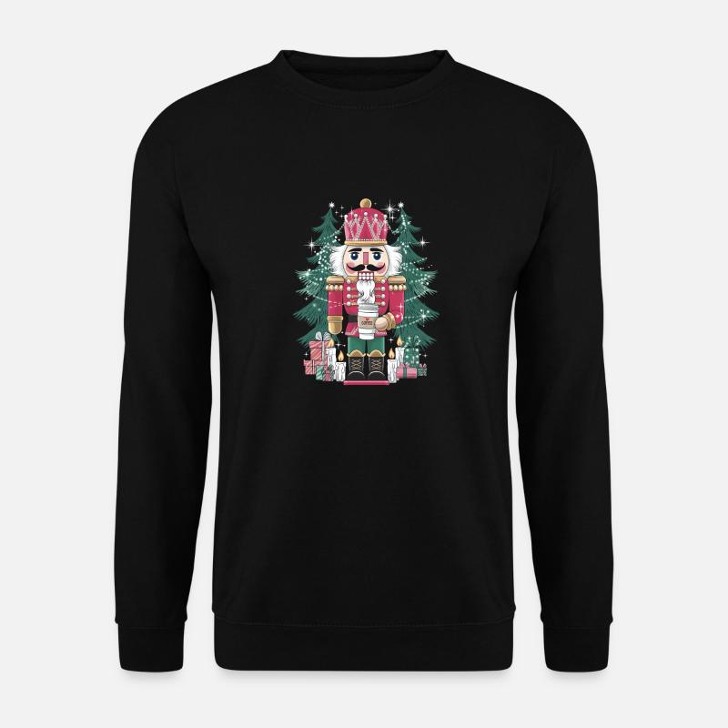 Festlicher Nussknacker mit Kaffee für einen - Unisex Pullover - Schwarz