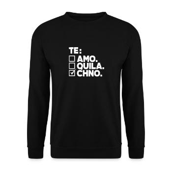 Techno Lover: Te Amo Tequila Techno - Unisex Pullover - Schwarz - Vorne - Alina (178cm) & Michal (187cm)